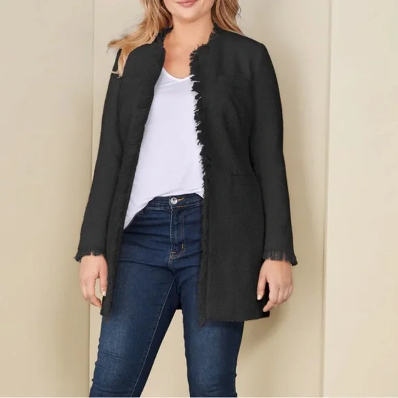 Black Tweed Jacket Size US 4 - Picture 7 of 9